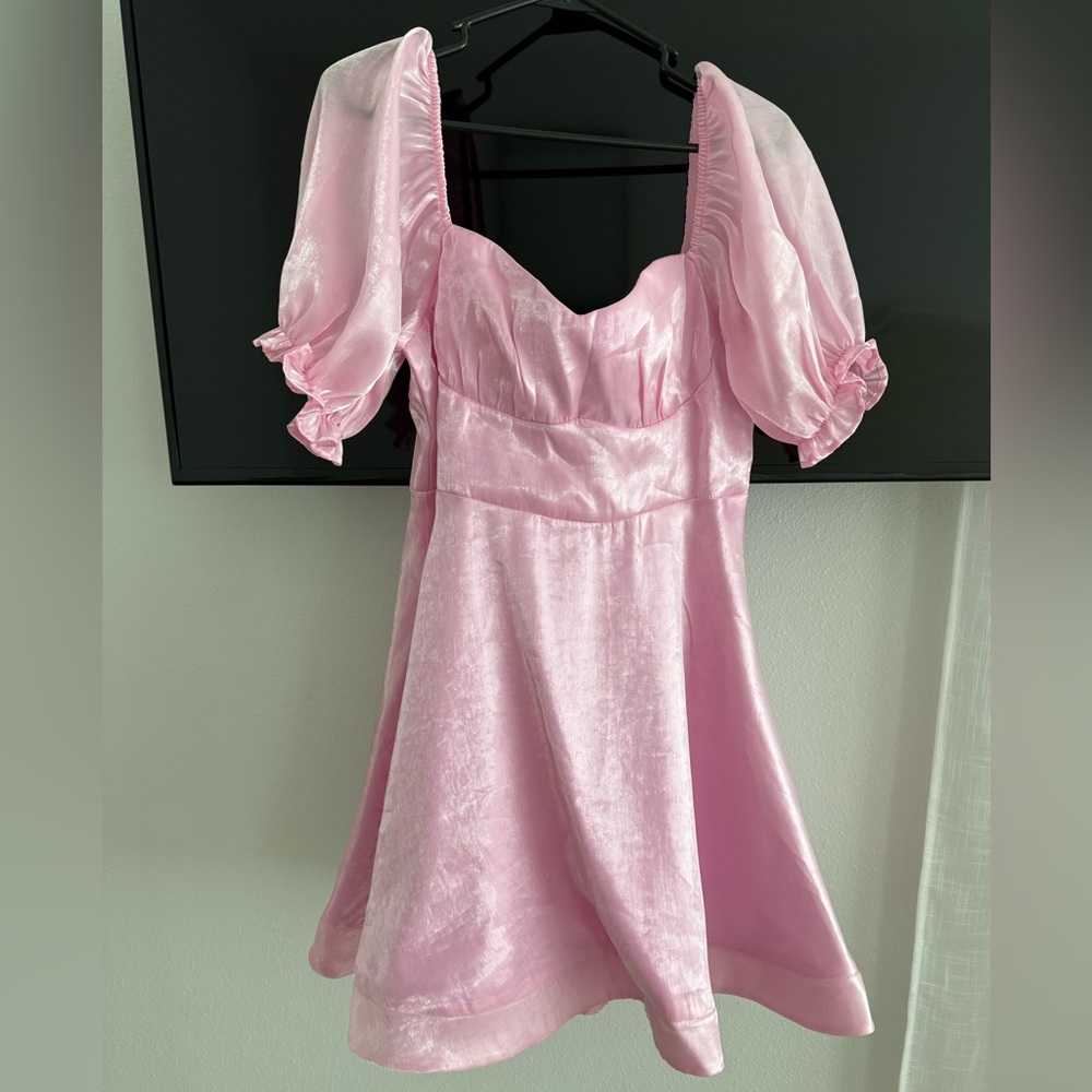 Pink Puff Sleeve Dress